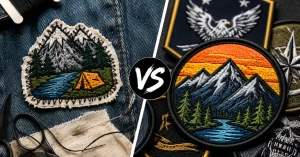 Premium custom embroidered, PVC, woven, and Velcro patches displayed on tactical gear with professional craftsmanship.